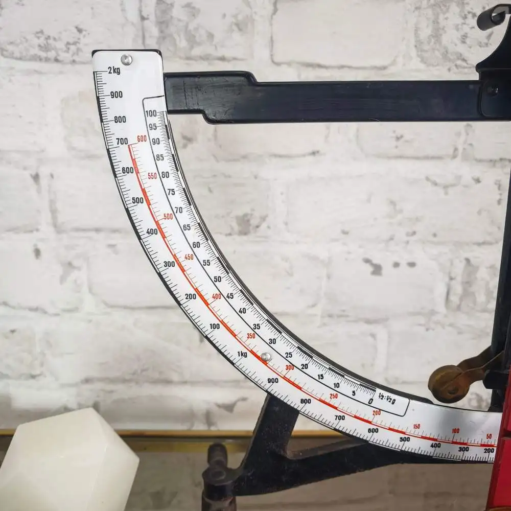 XXL Briefwaage antik Waage Emaille Anzeige Feinwaage bis 2 kg mechanisch Post 2