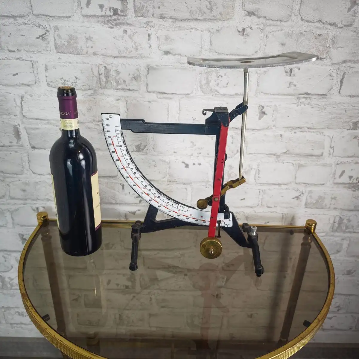 XXL Briefwaage antik Waage Emaille Anzeige Feinwaage bis 2 kg mechanisch Post 6