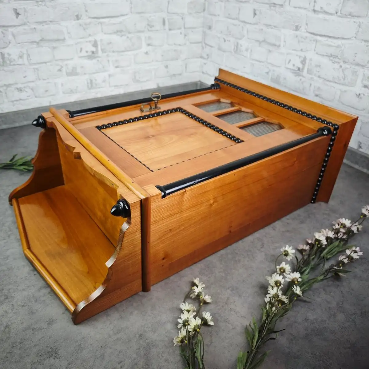 Apothekerschrank antik Hängeschrank Kirschholz Gründerzeit Badschrank Vintage 3