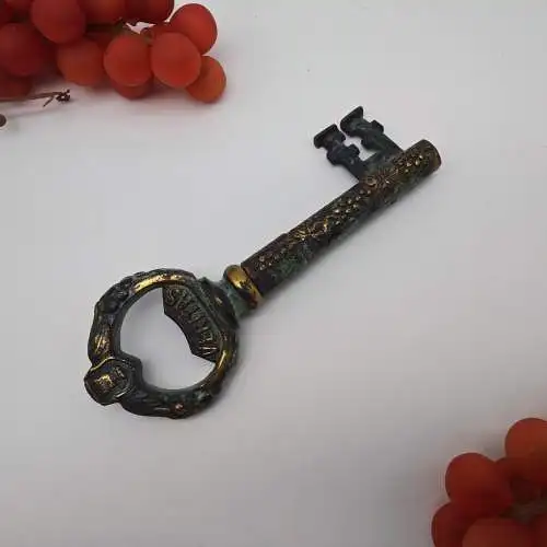 Korkenzieher Schlüssel Messing In Vino Veritas Deko Vintage mit Patina