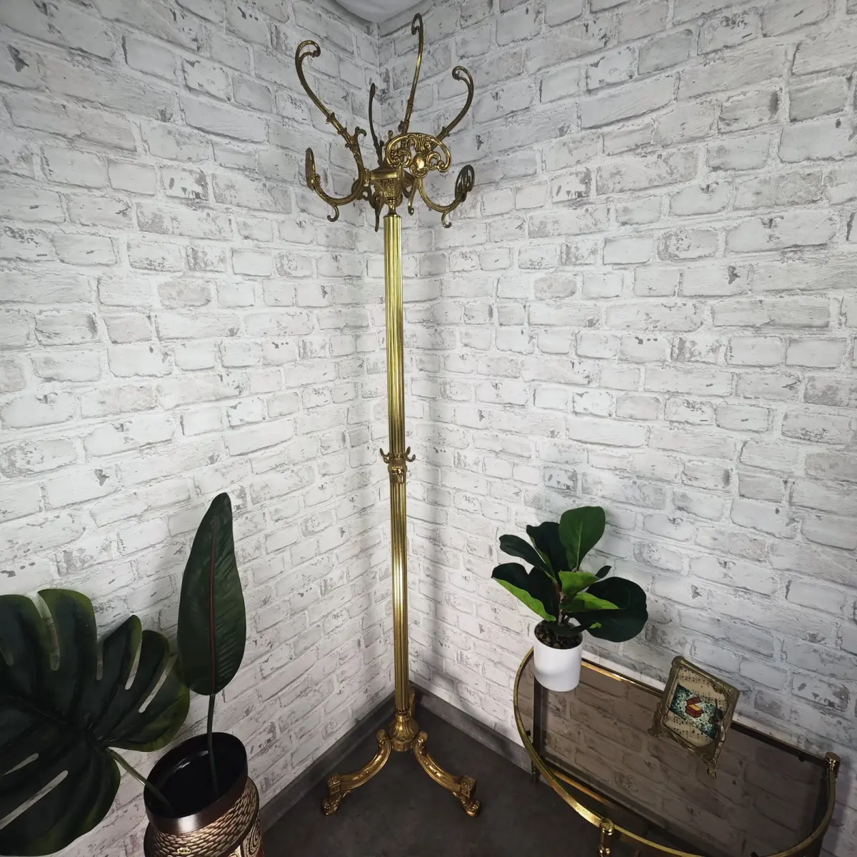 Vintage Garderobenständer Messing gold Hollywood Regency Stil edel italienisch
