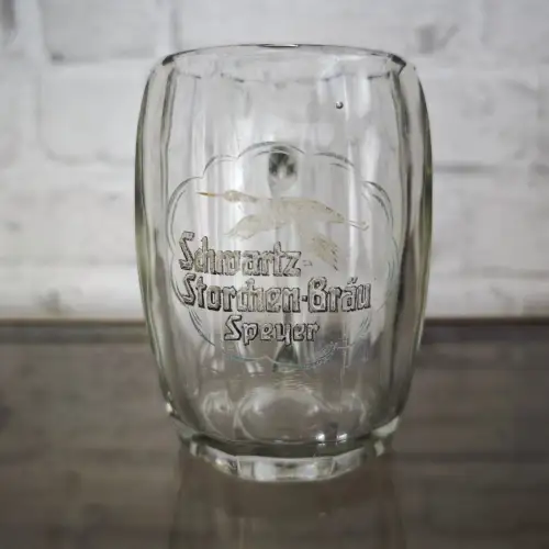 Schwartz-Storchen Bräu Speyer Bierkrug Seidel Glas 0,3l Brauerei Humpen
