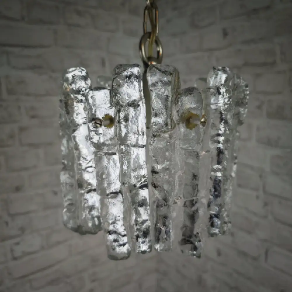 Kalmar Eisglas Hängeleuchte 22 cm Vintage Lampe 60er Jahre Design WeeNTAGE 0