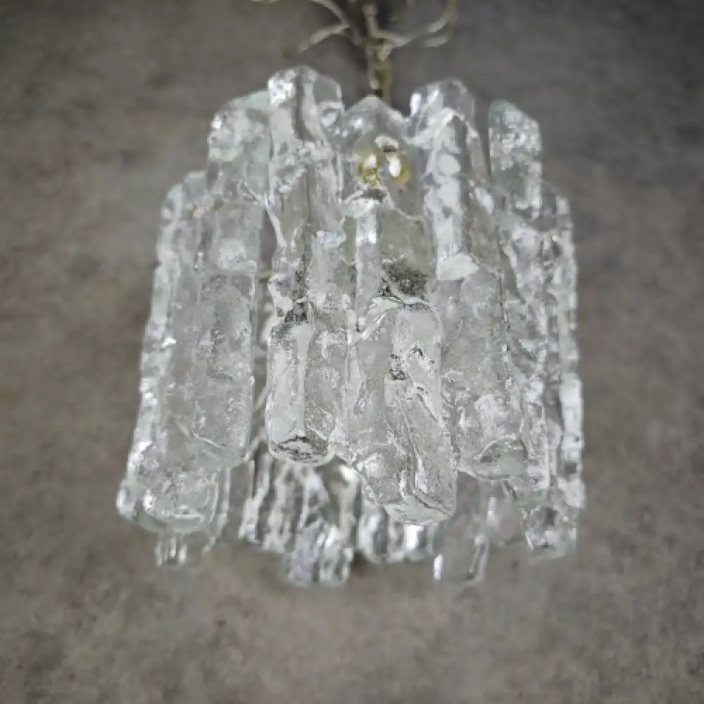 Kalmar Eisglas Hängeleuchte 22 cm Vintage Lampe 60er Jahre Design WeeNTAGE 4