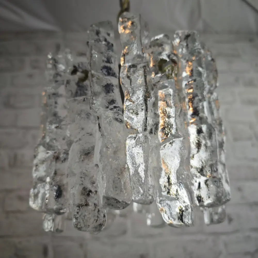 Kalmar Eisglas Hängeleuchte 22 cm Vintage Lampe 60er Jahre Design WeeNTAGE 6