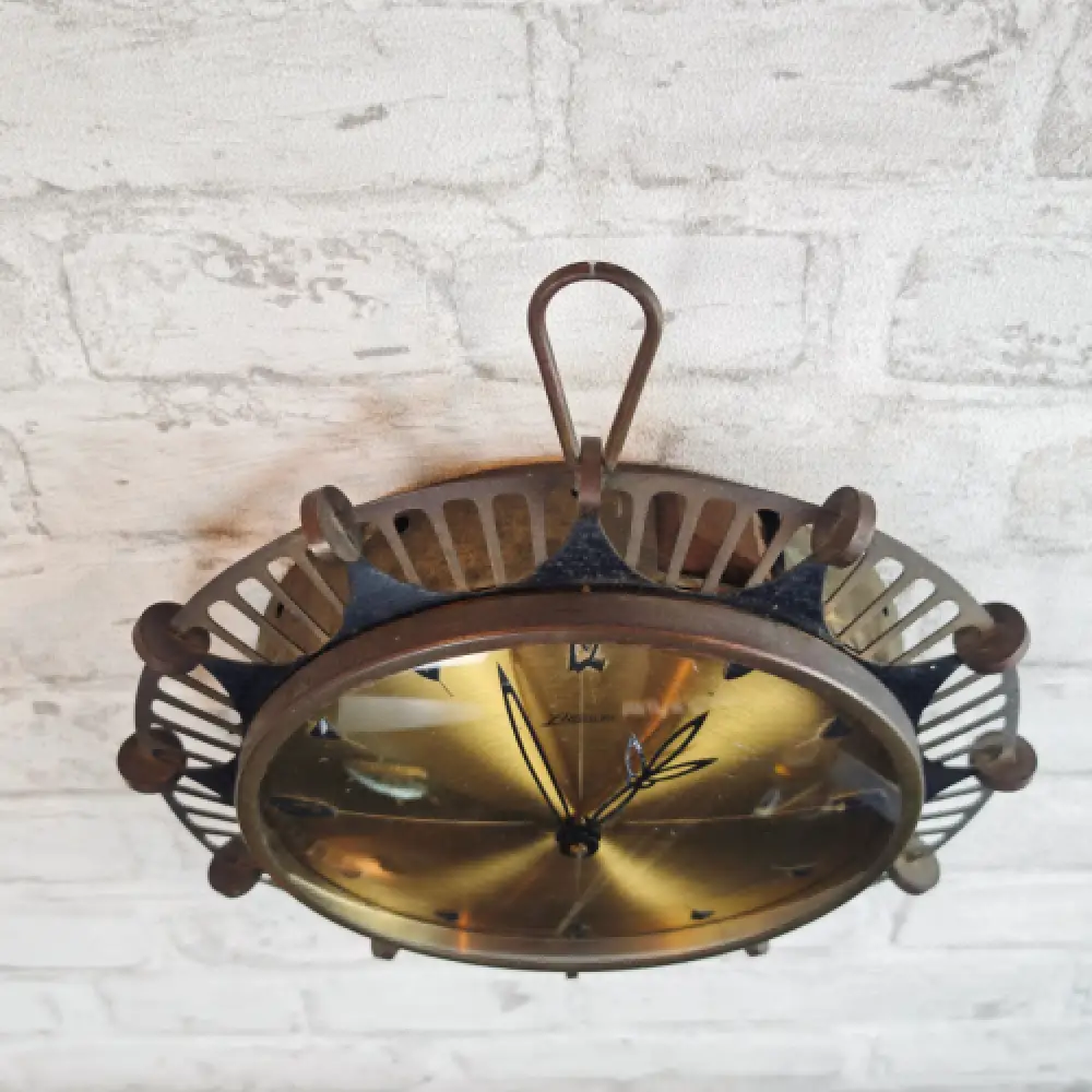 Atlanta Wanduhr 50er Uhr mechanisch Messing Midcentury  Vintage Retro WeeNTAGE 5