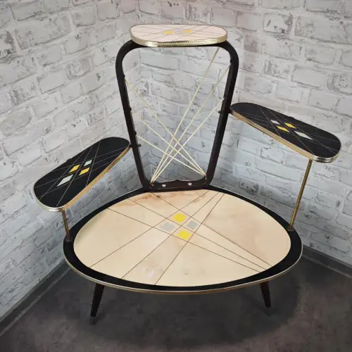 Blumenhocker Pflanzentisch 50er Thron Linienmuster Design Midcentury WeeNTAGE