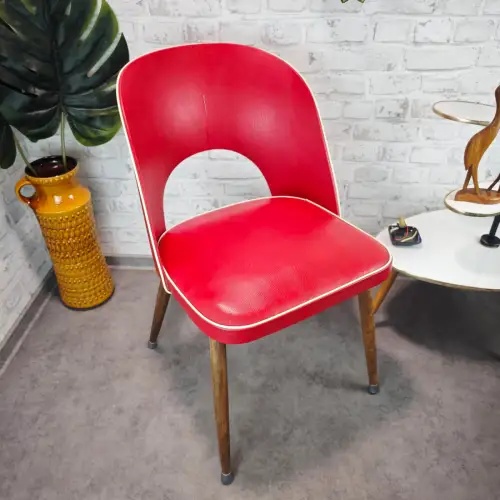 Stuhl rot Kunstleder 50er Rockabilly Diner Retro Vintage Midcentury WeeNTAGE