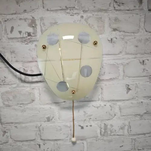 Wandlampe 50er Glas Messing Niere Leuchte Space Age Design Midcentury WeeNTAGE