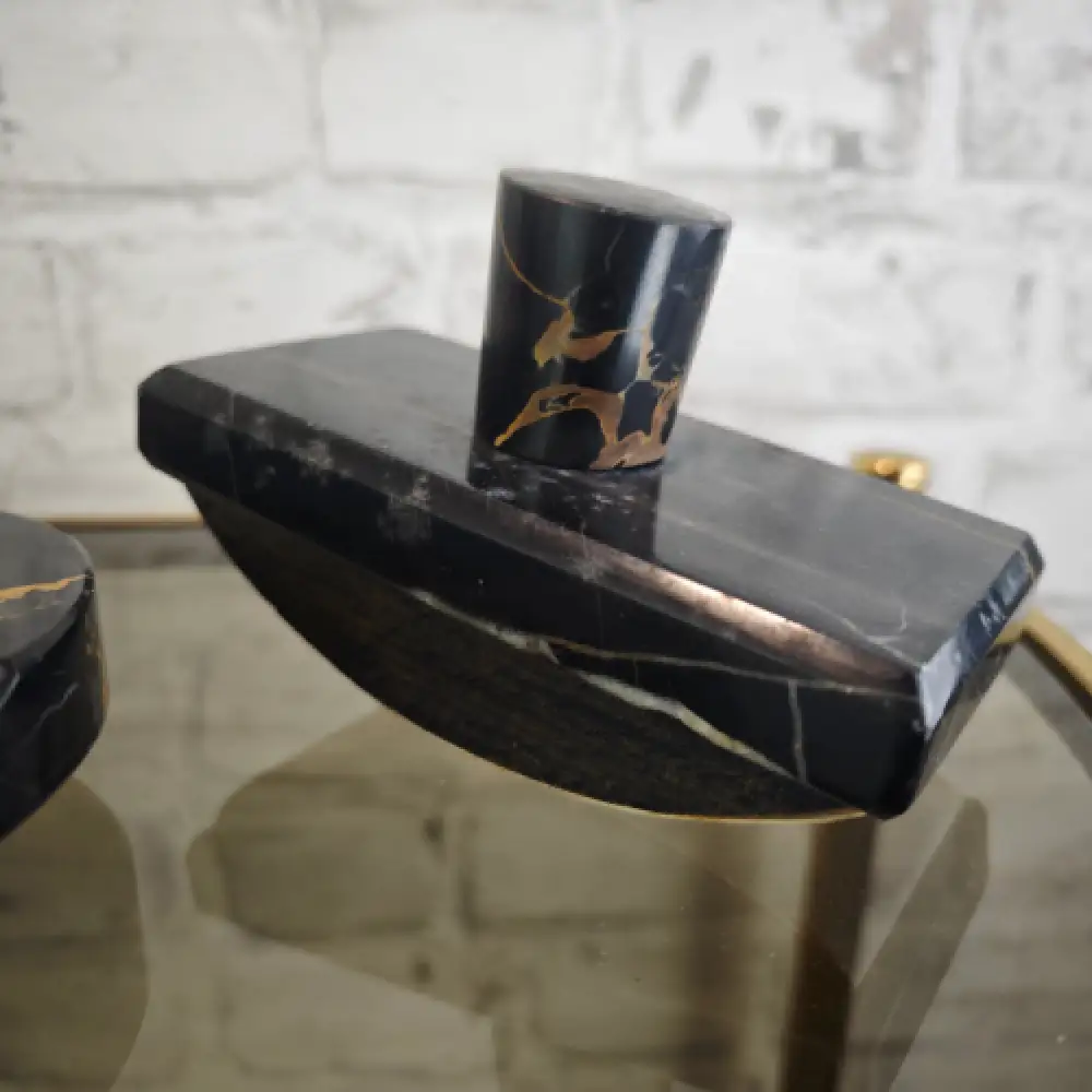 Tintenfass Schreibtischset Marmor Art Deco Glastintenfässer Vintage WeeNTAGE 5