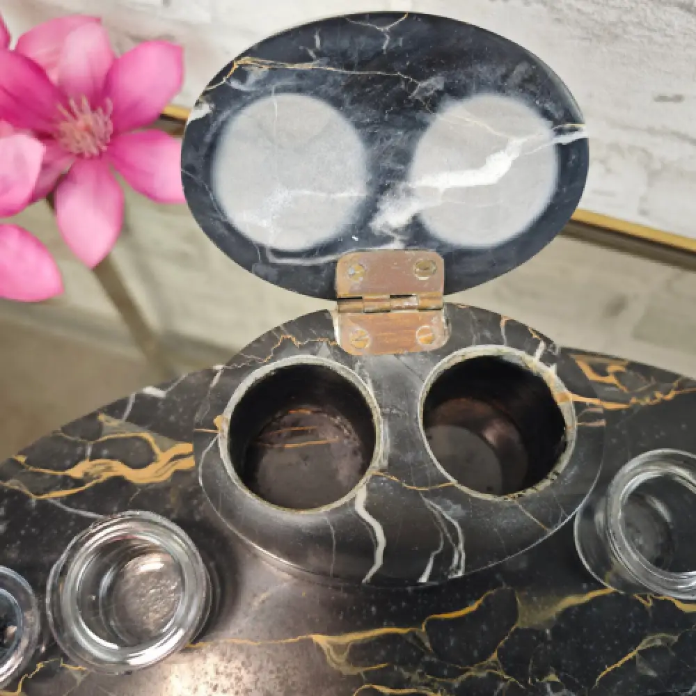 Tintenfass Schreibtischset Marmor Art Deco Glastintenfässer Vintage WeeNTAGE 7