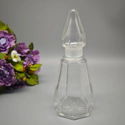 Parfüm Flakon Flasche Victorianisch Kristallglas Octagon Sternschliff WeeNTAGE