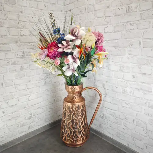 Kupfervase groß Vase Midcentury Bodenvase Relief Schirmständer Vintage WeeNTAGE