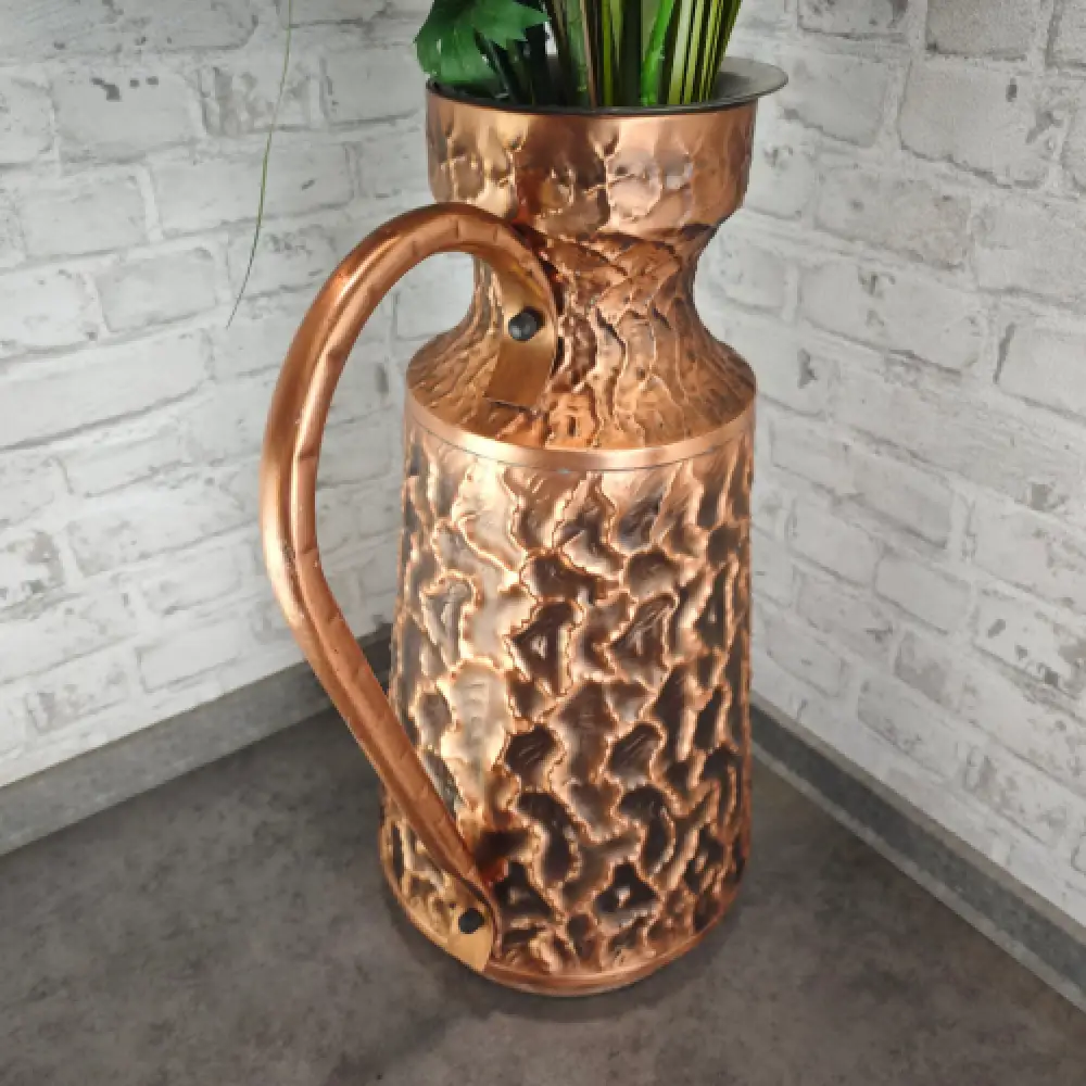 Kupfervase groß Vase Midcentury Bodenvase Relief Schirmständer Vintage WeeNTAGE 4
