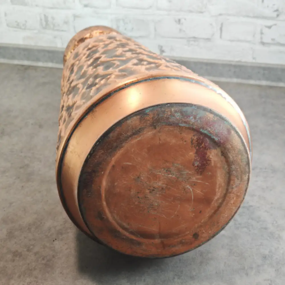 Kupfervase groß Vase Midcentury Bodenvase Relief Schirmständer Vintage WeeNTAGE 9