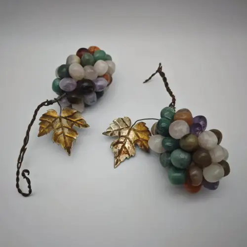 2x Weintraube aus Amethyst Achat Karneol Tischdekoration lila violett braun Edel