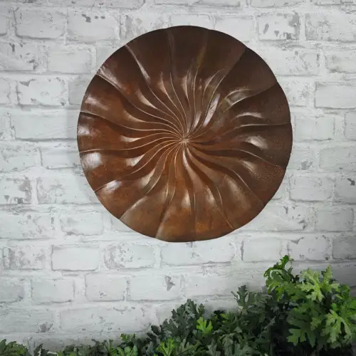 Kupfer Wandteller Strudel Relief 39 cm antik Landhaus Bauernhaus WeeNTAGE