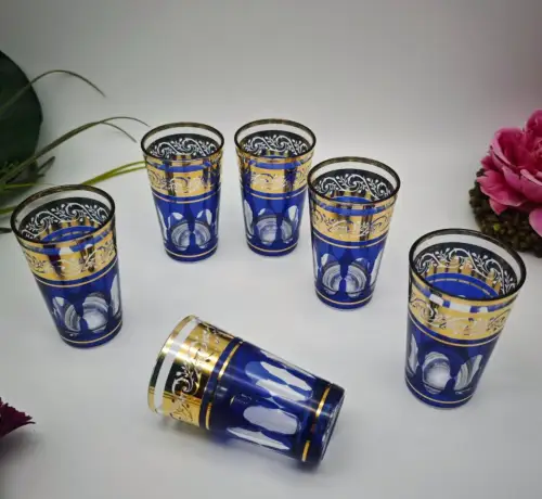 6x Teeglas Trinkglas Glas Goldrand Wasserglas Saftglas edel festlich Weihnachten