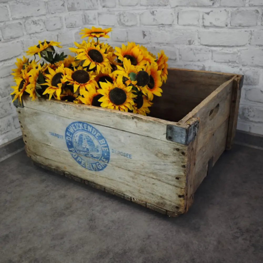 Antike Holzkiste De Werkende Bie Poperinghe Belgien Transportkiste WeeNTAGE 3