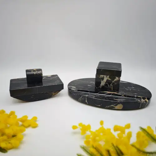 Schreibtischgarnitur Art Deco Marmor schwarz Schreibset antik WeeNTAGE