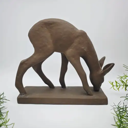 Karlsruher Majolika Reh Skulptur Keramik Figur MidCentury Else Bach WeeNTAGE