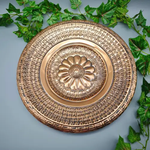 KS Wandteller Kupfer Midcentury Ornament Relief Wanddeko Vintage WeeNTAGE