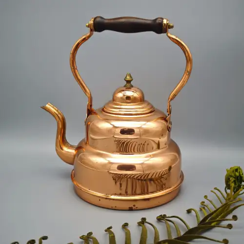 Kupfer Teekanne Wasserkessel Holzgriff Vintage Küchen Deko Kupferkessel WeeNTAGE