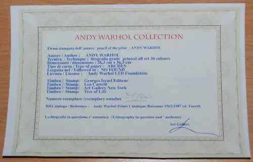 Bild - Lithographie - Andy Warhol - Franz Kafka