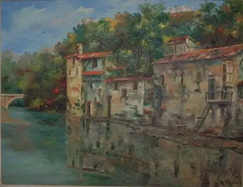 Bild - Ölgemälde - Landschaft mit Fluss