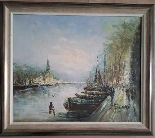 Bild - Ölgemälde - John Bevort - Hafenansicht
