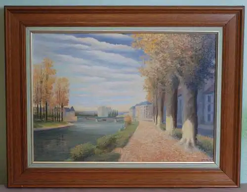 Ölgemälde – R. Goyard – Blick auf die Seine