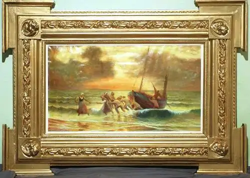 „Fischer im Sonnenuntergang“ – Ölgemälde