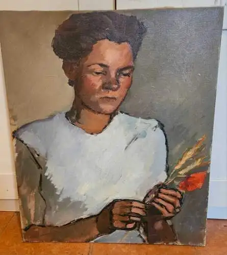„Frau mit Ähren“ – Katalanische Schule – Ölgemälde