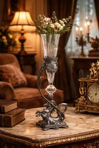 Jugendstilvase mit Pferdefigur – Reed & Barton