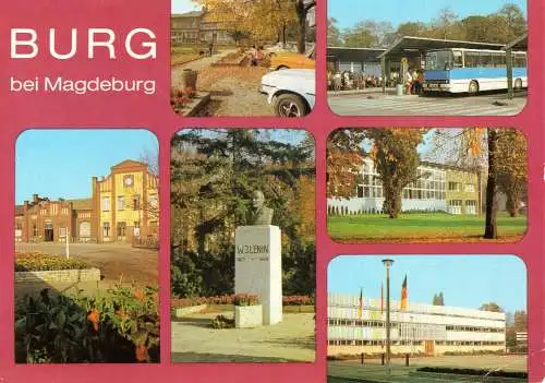 [Echtfotokarte farbig] Burg bei Magdeburg. 