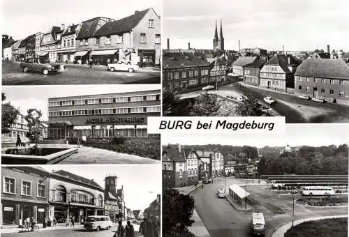 [Echtfotokarte schwarz/weiß] Burg bei Magdeburg. 