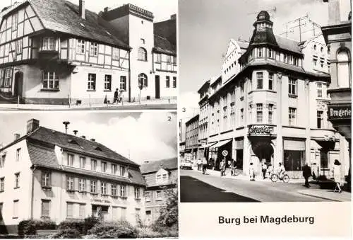 [Echtfotokarte schwarz/weiß] Burg bei Magdeburg. 