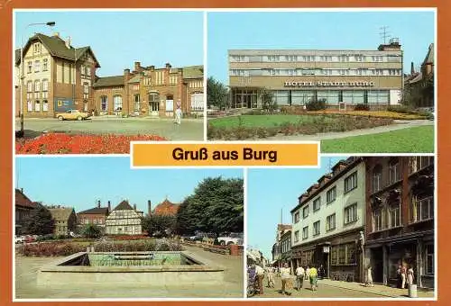 [Echtfotokarte farbig] Gruß aus Burg bei Magdeburg. 