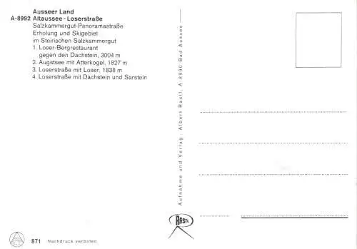 [Echtfotokarte farbig] Altaussee -Loserstraße. 