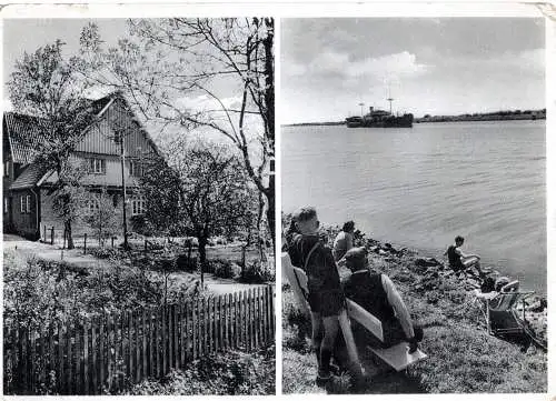[Echtfotokarte schwarz/weiß] AK Meckelmoor am Nord-Ostsee-Kanal / Landhaus Kohls / Nachkriegszeit / Schleswig-Holstein / nicht gelaufen. 