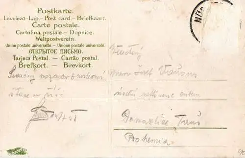 [Lithographie] Nürnberg, den 13.07.1908 - Bratwurstgöcklein. 