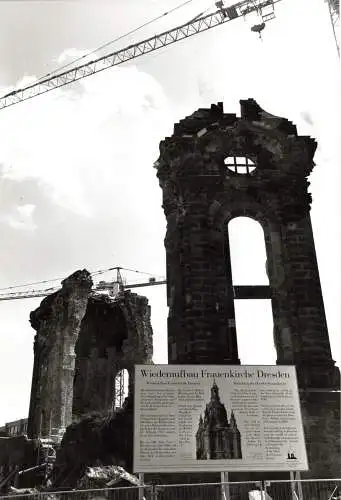 Originalfoto 1990er – Wiederaufbau Frauenkirche Dresden – Ruine & Baukran – Zeitdokument 20x30 cm