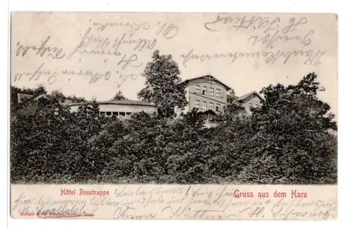 AK Hotel Rosstrappe Harz 1901 Thale gelaufen Stempel Magdeburg (B2115)
