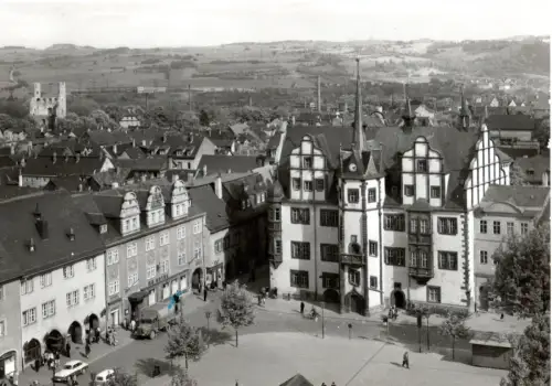 AK Saalfeld - HO-Hotel Goldener Anker und Rathaus