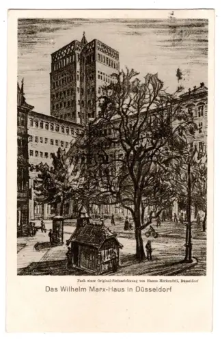 AK Düsseldorf Wilhelm Marx Haus 1926 gelaufen Buchdrucker Strehla Riesa (B2120)
