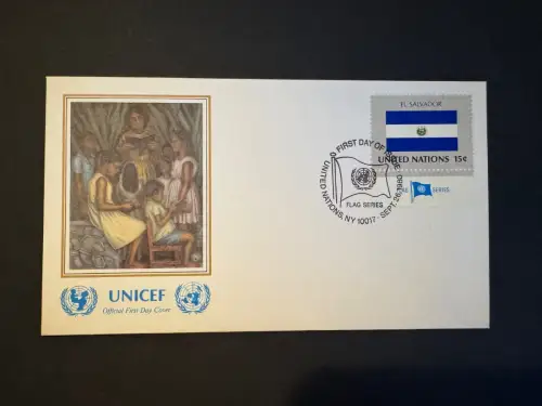UNO UNICEF 1980 FDC Flagge El Salvador – First Day Cover NY United Nations