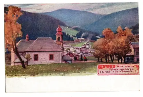 AK Spindelmühle (Špindlerův Mlýn, Tschechien) – Künstler Neumann BW. (B1 196)