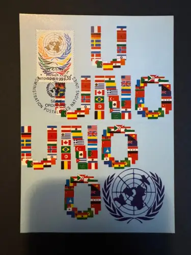 UNO Maximumkarte 1991 Dauerserie 1,50 UN Briefmarke Flaggen Stempel