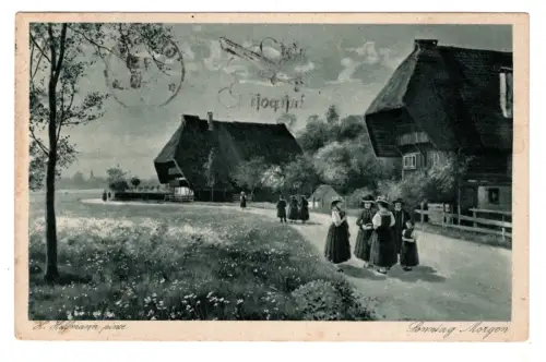 Künstler AK H. Hoffmann  - Schwarzwald Sonntag Morgen - Luftpost 1930 (B1 369)
