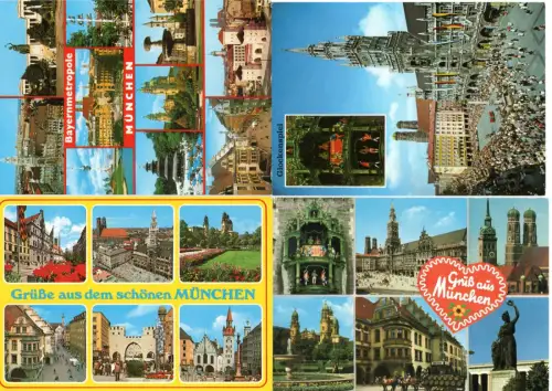 4x Mehrbild-Ansichtskarten München – Sehenswürdigkeiten, ungelaufen